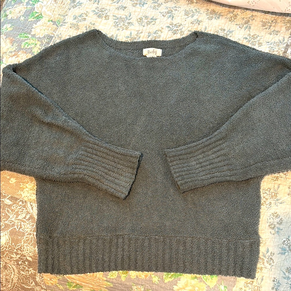 💚KAISLEY CHENILLE FLEECE PULLOVER SWEATER in Jade Green Size Medium